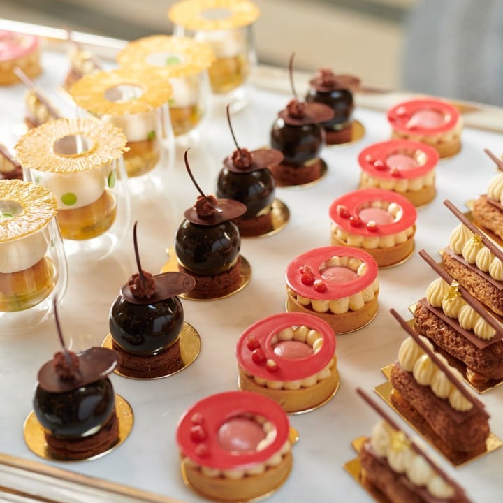 Trolley of afternoon tea desserts